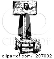 Clipart Of A Vintage Black And White Pillory Man Royalty Free Vector Illustration