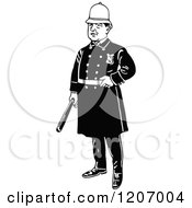 Clipart Of A Vintage Black And White Police Man Royalty Free Vector Illustration