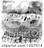 Vintage Black And White War Cartoon