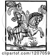 Poster, Art Print Of Vintage Black And White Horseback Knight