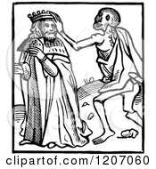 Clipart Of A Vintage Black And White King And Man Royalty Free Vector Illustration
