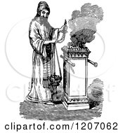 Poster, Art Print Of Vintage Black And White Hebrew Priest Offering Incense