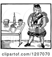 Clipart Of A Vintage Black And White Elizabethan Man Royalty Free Vector Illustration