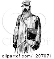 Clipart Of A Vintage Black And White French Man Royalty Free Vector Illustration