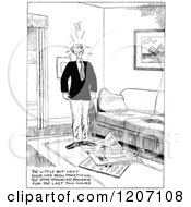 Clipart Of A Vintage Black And White Stressed Man 2 Royalty Free Vector Illustration