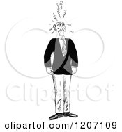Clipart Of A Vintage Black And White Stressed Man Royalty Free Vector Illustration