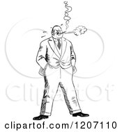 Poster, Art Print Of Vintage Black And White Stressed Man Smoking