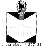 Clipart Of A Vintage Black And White Man With Copyspace Royalty Free Vector Illustration