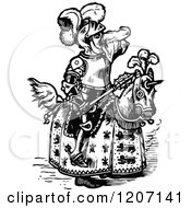 Clipart Of A Vintage Black And White Knight With A Cold Royalty Free Vector Illustration