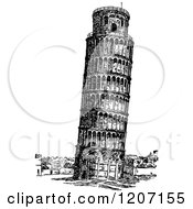 Clipart Of Vintage Black And White Leaning Tower Of Pisa Royalty Free Vector Illustration by Prawny Vintage