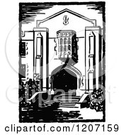 Clipart Of A Vintage Black And White Architectural Scene Royalty Free Vector Illustration