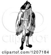 Clipart Of A Vintage Black And White Harp Player Royalty Free Vector Illustration