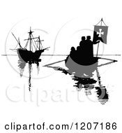 Poster, Art Print Of Vintage Black And White Silhouetted Boats