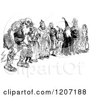 Poster, Art Print Of Vintage Black And White Group Of Fantasy Characters