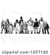 Clipart Of A Vintage Black And White Group Of Men Royalty Free Vector Illustration