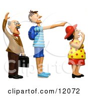 Clay Sculpture Clipart People Staring And Pointing Royalty Free 3d Illustration