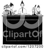 Clipart Of A Vintage Black And White Group Of Ladies Studying Royalty Free Vector Illustration