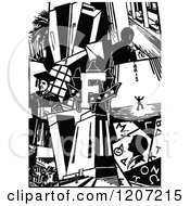 Clipart Of A Vintage Black And White Collage Of College People Royalty Free Vector Illustration