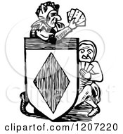Clipart Of Vintage Black And White Heraldry Royalty Free Vector Illustration