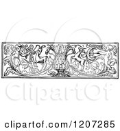 Clipart Of A Vintage Black And White Floral Cherub Rule Border Royalty Free Vector Illustration