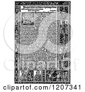 Clipart Of A Vintage Black And White Medieval Book Page Royalty Free Vector Illustration