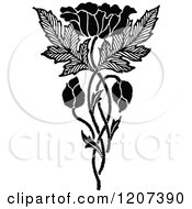 Clipart Of A Vintage Black And White Poppy Design Royalty Free Vector Illustration