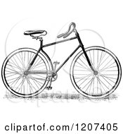 Clipart Of A Vintage Black And White Bicycle Royalty Free Vector Illustration
