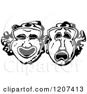 Clipart Of Vintage Black And White Masks Royalty Free Vector Illustration