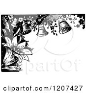 Poster, Art Print Of Vintage Black And White Lily And Bell Border