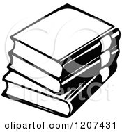 Clipart Of A Vintage Black And White Stack Of 3 Books Royalty Free Vector Illustration