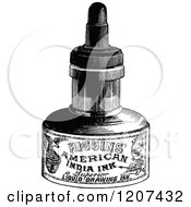 Clipart Of A Vintage Black And White Ink Bottle Royalty Free Vector Illustration