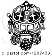 Clipart Of A Vintage Black And White Crown And Flowers Royalty Free Vector Illustration by Prawny Vintage