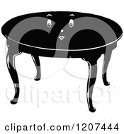 Clipart Of A Vintage Black And White Table With A Face Royalty Free Vector Illustration