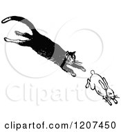 Poster, Art Print Of Vintage Black And White Cat Chasing A Rabbit