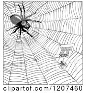 Poster, Art Print Of Vintage Black And White Fly And Spider Having Peace Talks