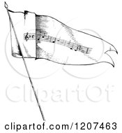 Clipart Of A Vintage Black And White Music Flag Royalty Free Vector Illustration