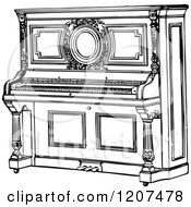 Clipart Of A Vintage Black And White Piano Royalty Free Vector Illustration