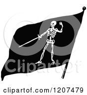 Clipart Of A Vintage Black And White Skeleton Pirate Flag Royalty Free Vector Illustration by Prawny Vintage