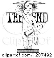 Poster, Art Print Of Vintage Black And White Graduate Baby And The End Text