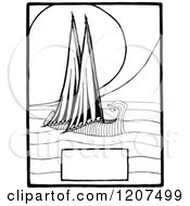 Clipart Of A Vintage Black And White Viking Boat Royalty Free Vector Illustration