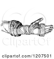 Clipart Of A Vintage Black And White Ancient Boxing Glove Royalty Free Vector Illustration