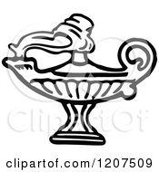 Clipart Of A Vintage Black And White Lantern Royalty Free Vector Illustration