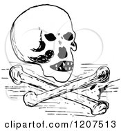 Clipart Of A Vintage Black And White Skull And Cross Bones Royalty Free Vector Illustration by Prawny Vintage