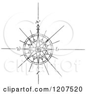 Clipart Of A Vintage Black And White Compass Royalty Free Vector Illustration by Prawny Vintage