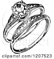 Poster, Art Print Of Vintage Black And White Engagement Ring And Band