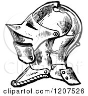 Clipart Of A Vintage Black And White Knight Helmet Royalty Free Vector Illustration by Prawny Vintage