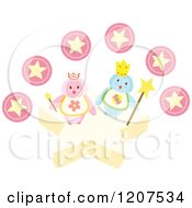 Poster, Art Print Of King And Queen Penguin With Pink Stars