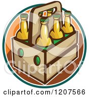 Clipart Of A Retro Six Pack Of Beer Bottles Royalty Free Vector Illustration