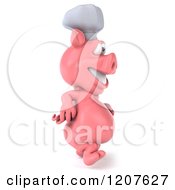 Clipart Of A 3d Chef Pig Walking To The Right Royalty Free CGI Illustration by Julos