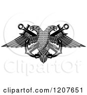Poster, Art Print Of Grayscale Double Headed Eagle Over Crossed Anchors 2